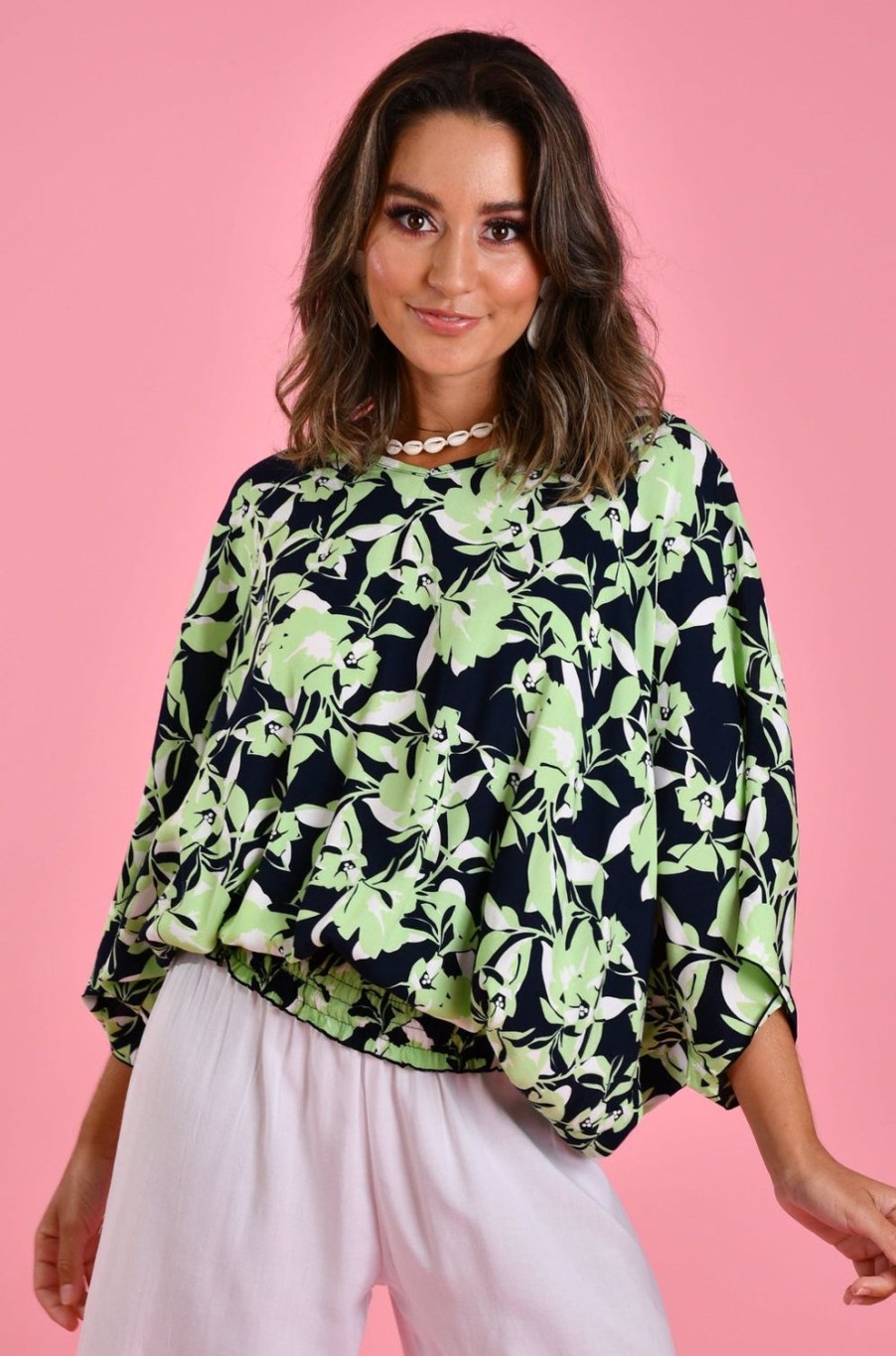 BODACIOUS Tops | Vblt112 - V Neck Batwing Top Midori Splice