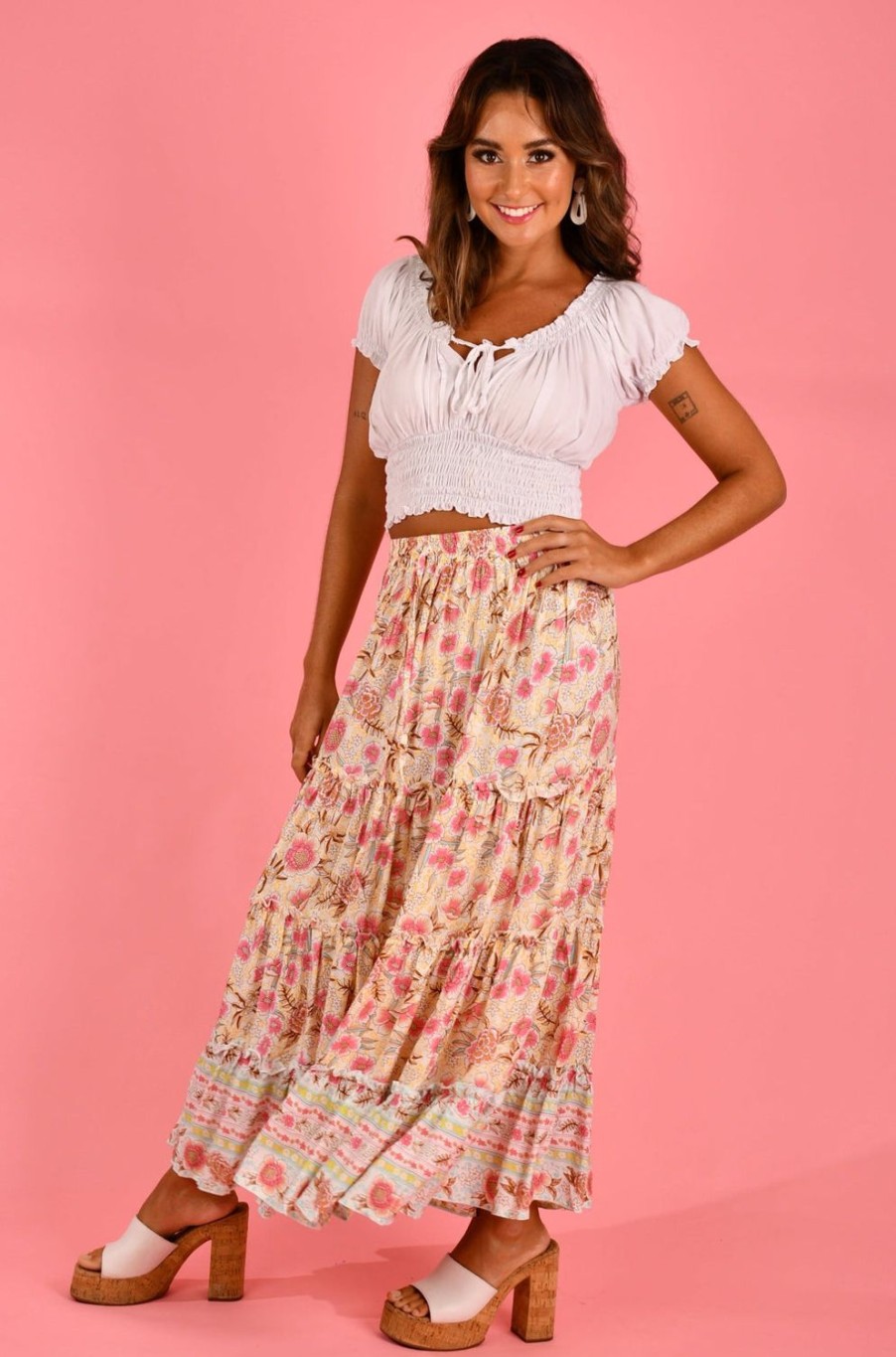 JAR OF HEARTS Skirts | Vjhk052 - Boho Lover Maxi Skirt Vanilla Sundae