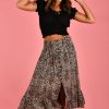 GO GIRL Skirts | Vglk050 - Rouched Skirt With Button Detail Cheetah Tan