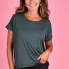 GO GIRL Tops | Vglt117 - Bamboo Round Neck Tee Shirt Forest