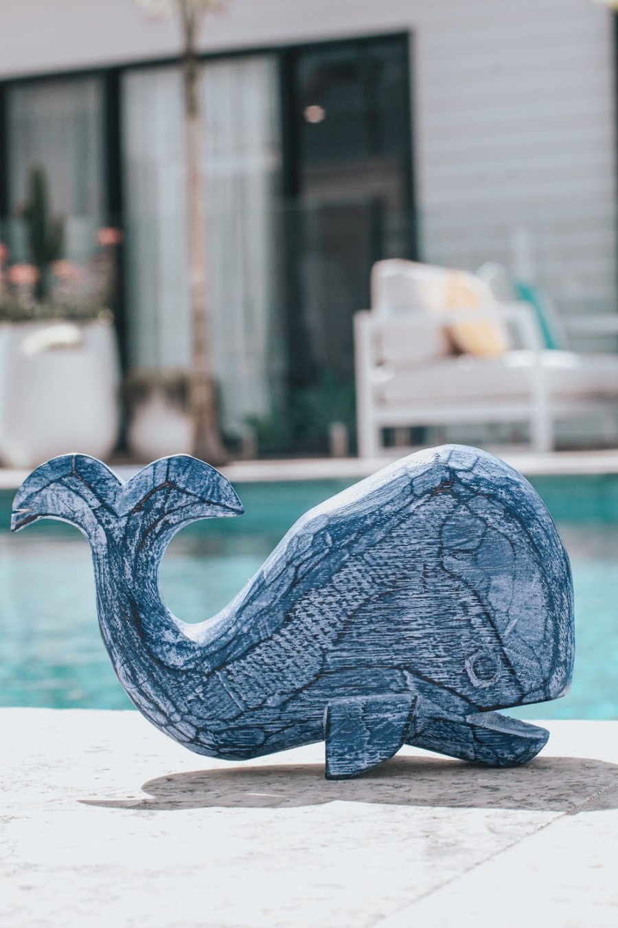 VILLA LIVING HOMEWARES Homewares | Vvlh158-S - Small (15Cm) Wooden Whale Ornament Blue