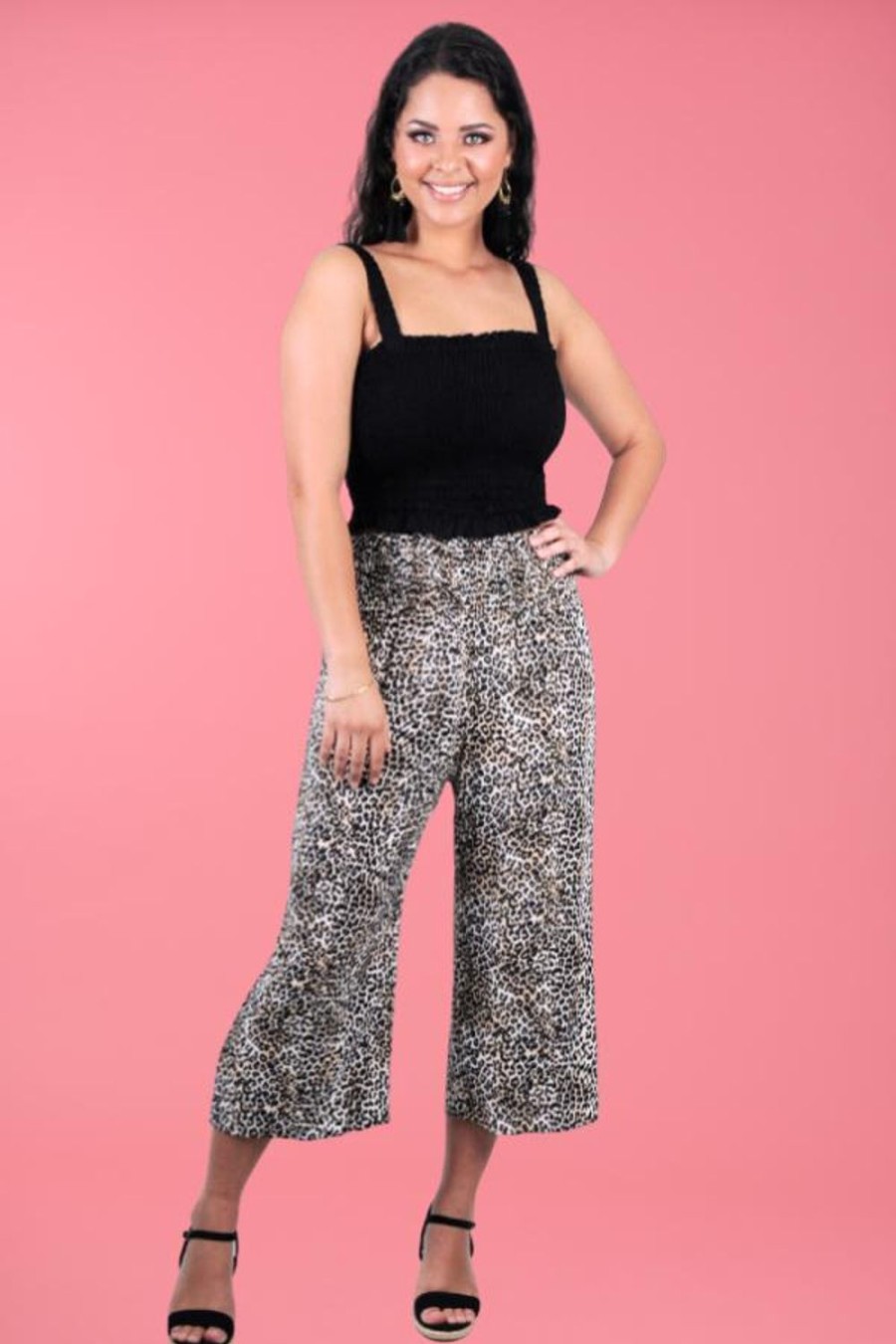 GO GIRL Pants | Vglp068 - 3/4 Rouched Pants Cheetah Tan