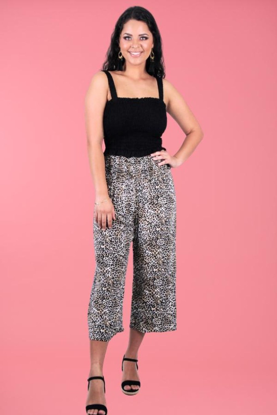 GO GIRL Pants | Vglp068 - 3/4 Rouched Pants Cheetah Tan