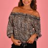 BODACIOUS Tops | Vblt073 - Peasant Top Cheetah Tan