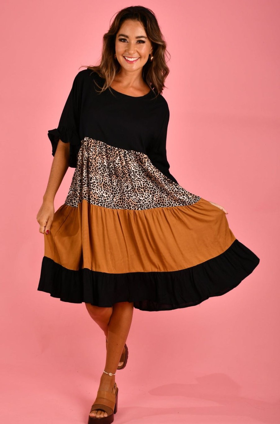 BODACIOUS Dresses | Vbld100 - Panel Dress Cheetah Cinnamon