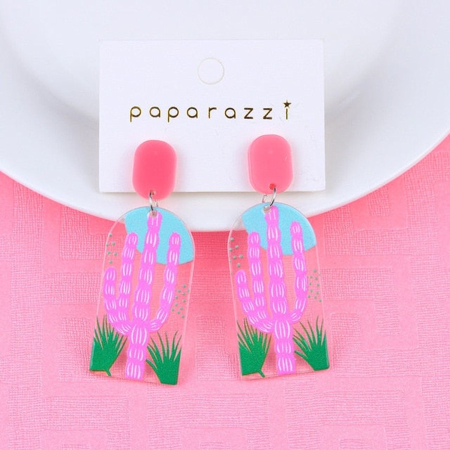 GO GIRL ACCESSORIES Earrings | Gj0200 - Pink Cactus Arch Earrings