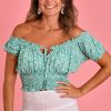 GO GIRL Tops | Vglt106 - Peasant Top Blossom Mint