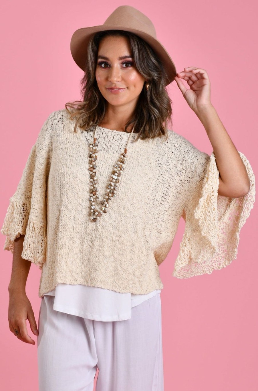 BODACIOUS Tops | Vblj070 - Gracie Knit Top Cream