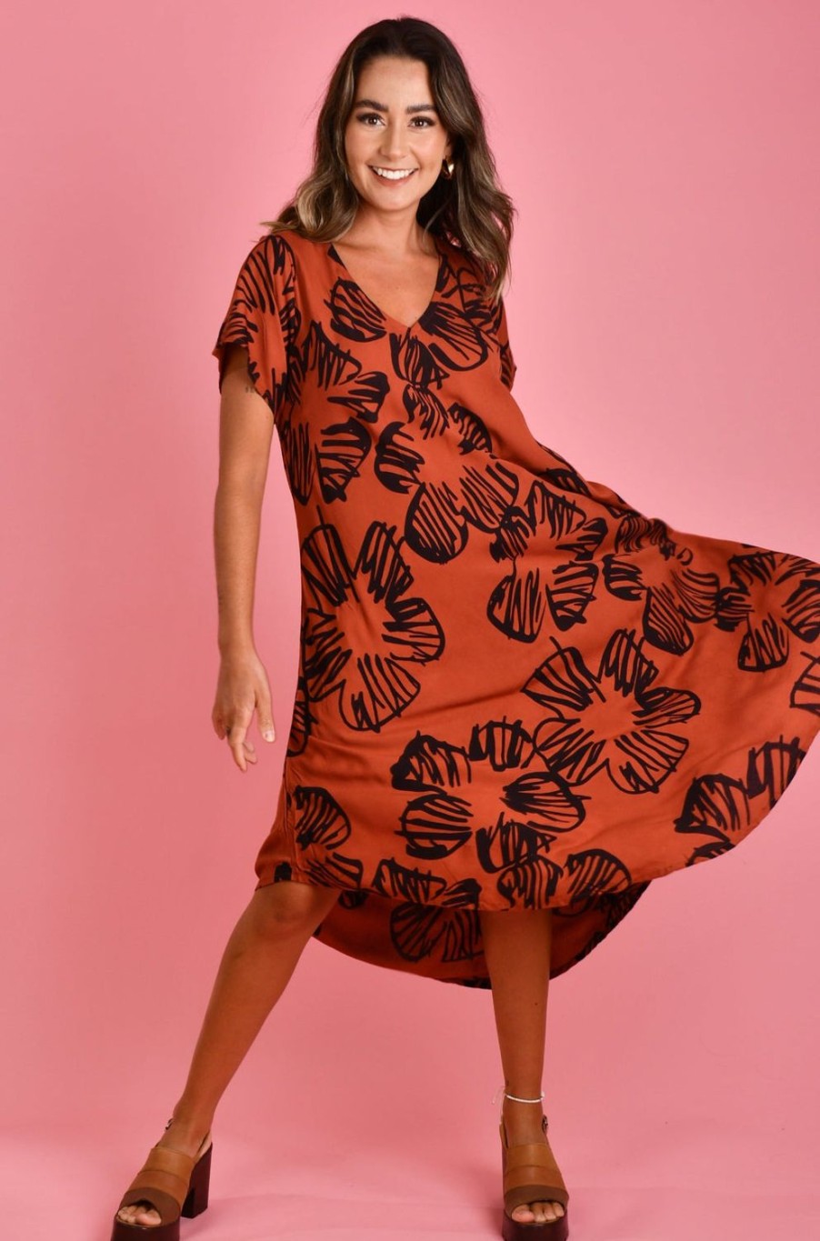 BODACIOUS Dresses | Vbld083 - Great Harbour Dress Autumn Vibes Rust