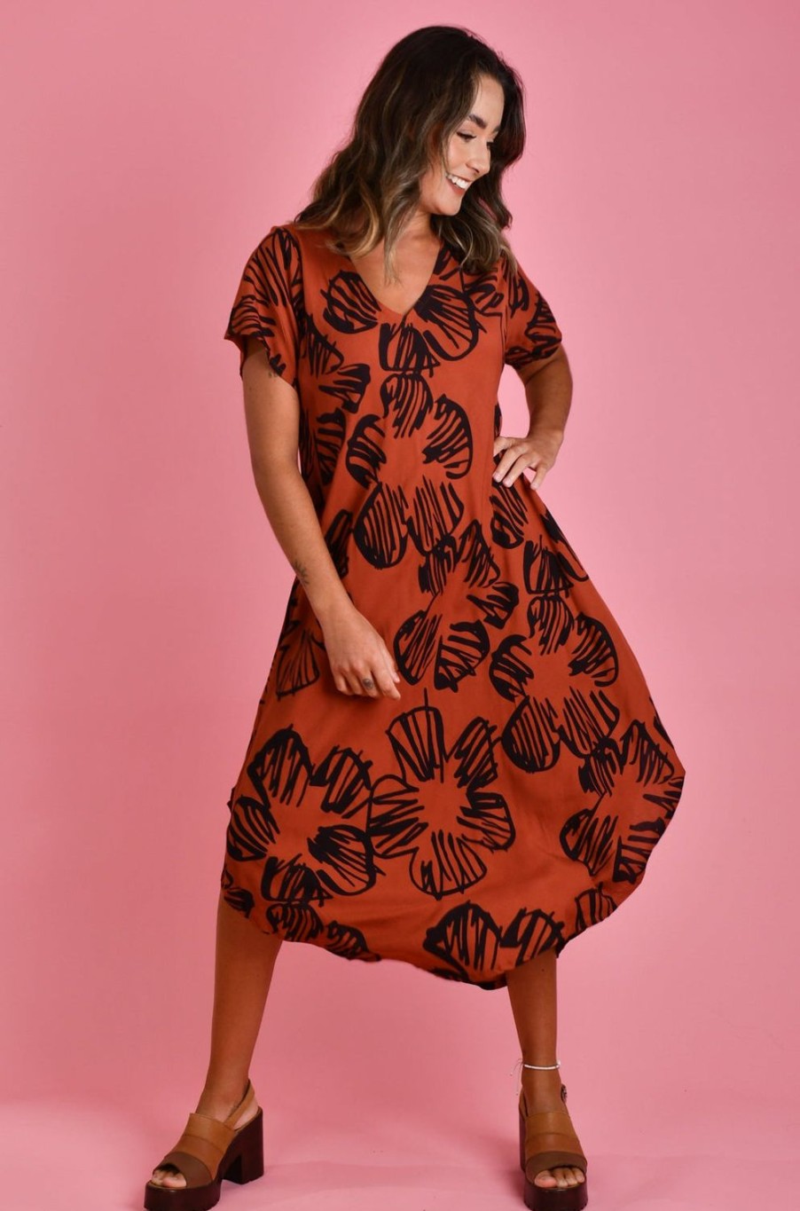 BODACIOUS Dresses | Vbld083 - Great Harbour Dress Autumn Vibes Rust