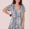 GO GIRL Dresses | Vgld219 - Cap Sleeve Button Dress Zebra Black