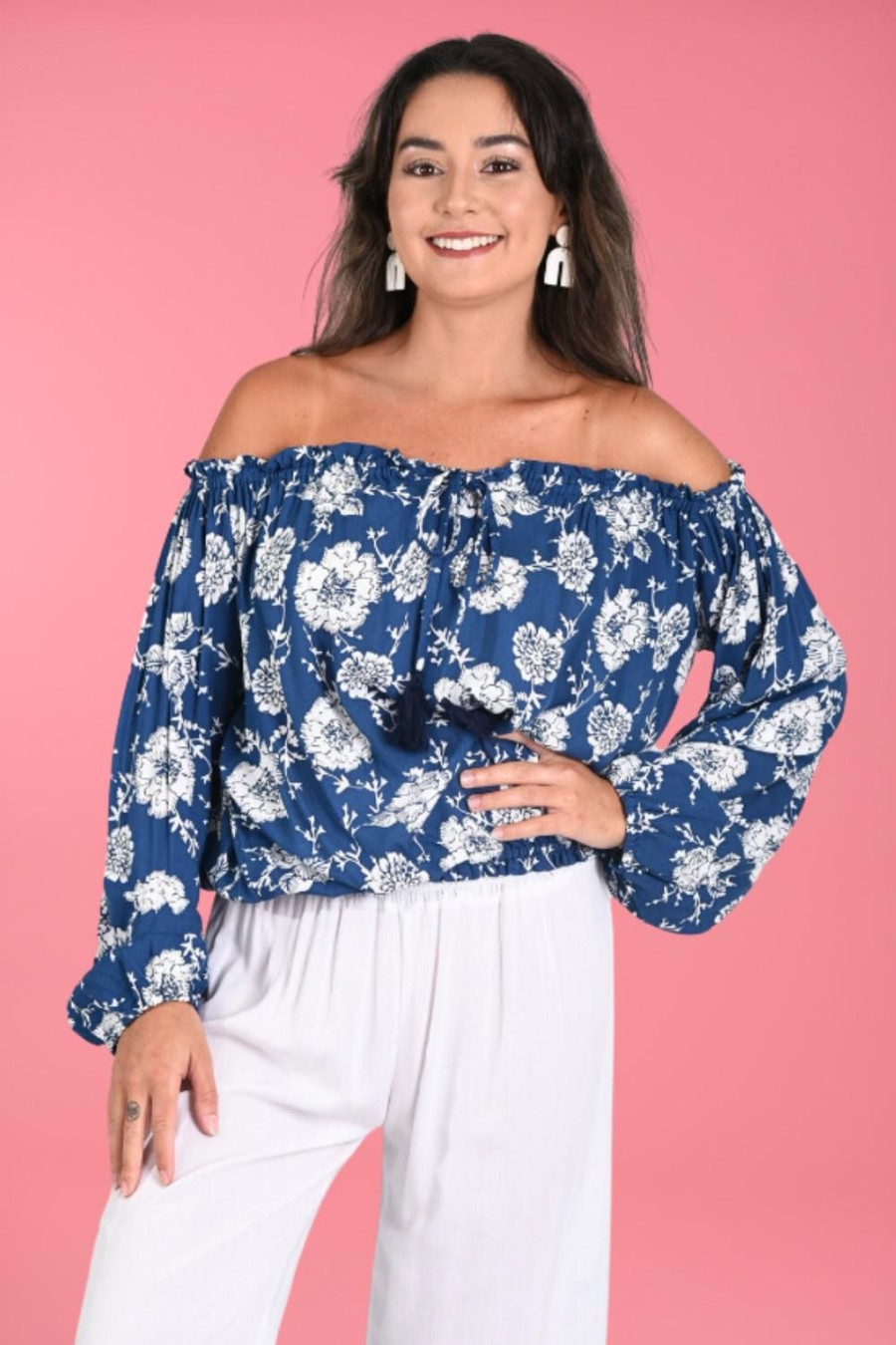 GO GIRL Tops | Vglt113 - Rubi Top Vintage Rose Navy