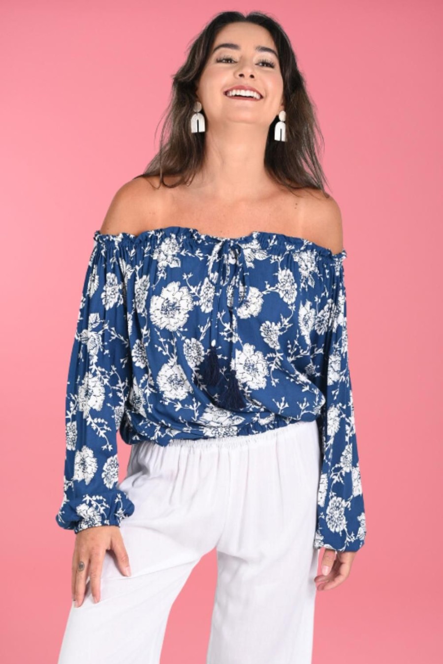 GO GIRL Tops | Vglt113 - Rubi Top Vintage Rose Navy