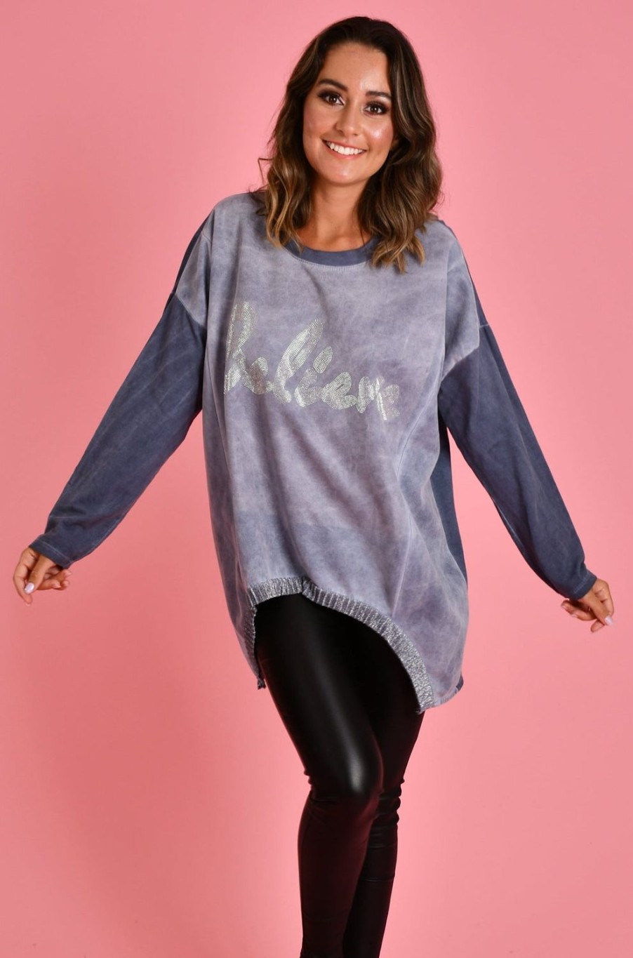 LA SOFIA Tops | Vlst700 (55110D) - Believe Sweater SmoHot Blue