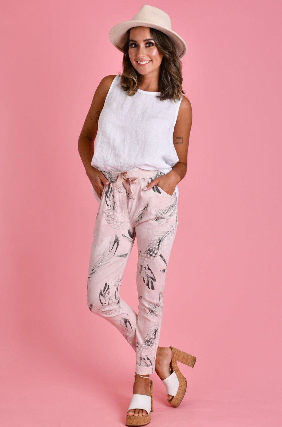 LA SOFIA Pants | Vlsp100 (21144) - Malta Magic Pant - Pink/ Pink Leaf