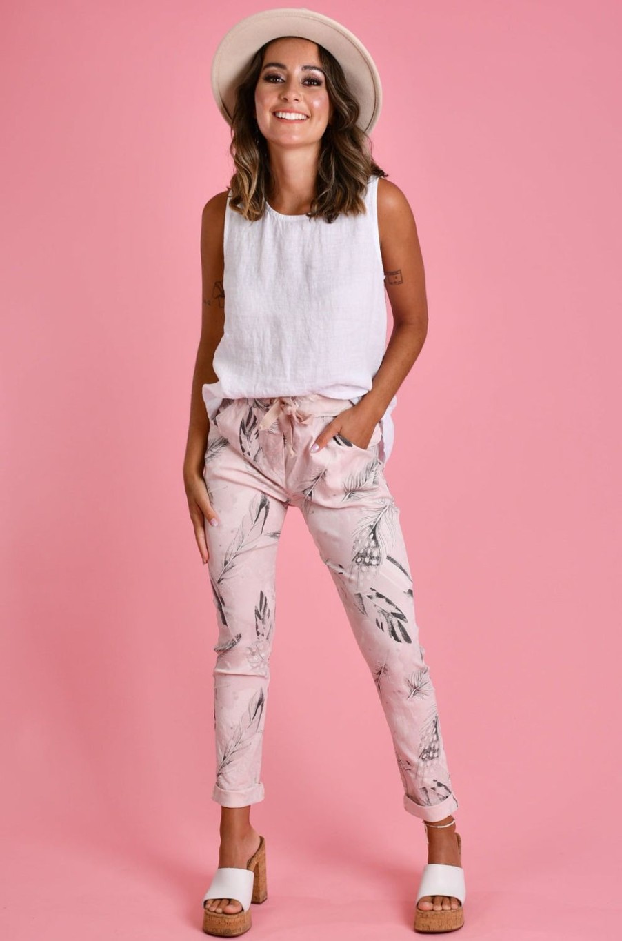 LA SOFIA Pants | Vlsp100 (21144) - Malta Magic Pant - Pink/ Pink Leaf