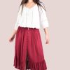 GO GIRL Skirts | Vglk050 - Rouched Skirt With Button Detail Wine