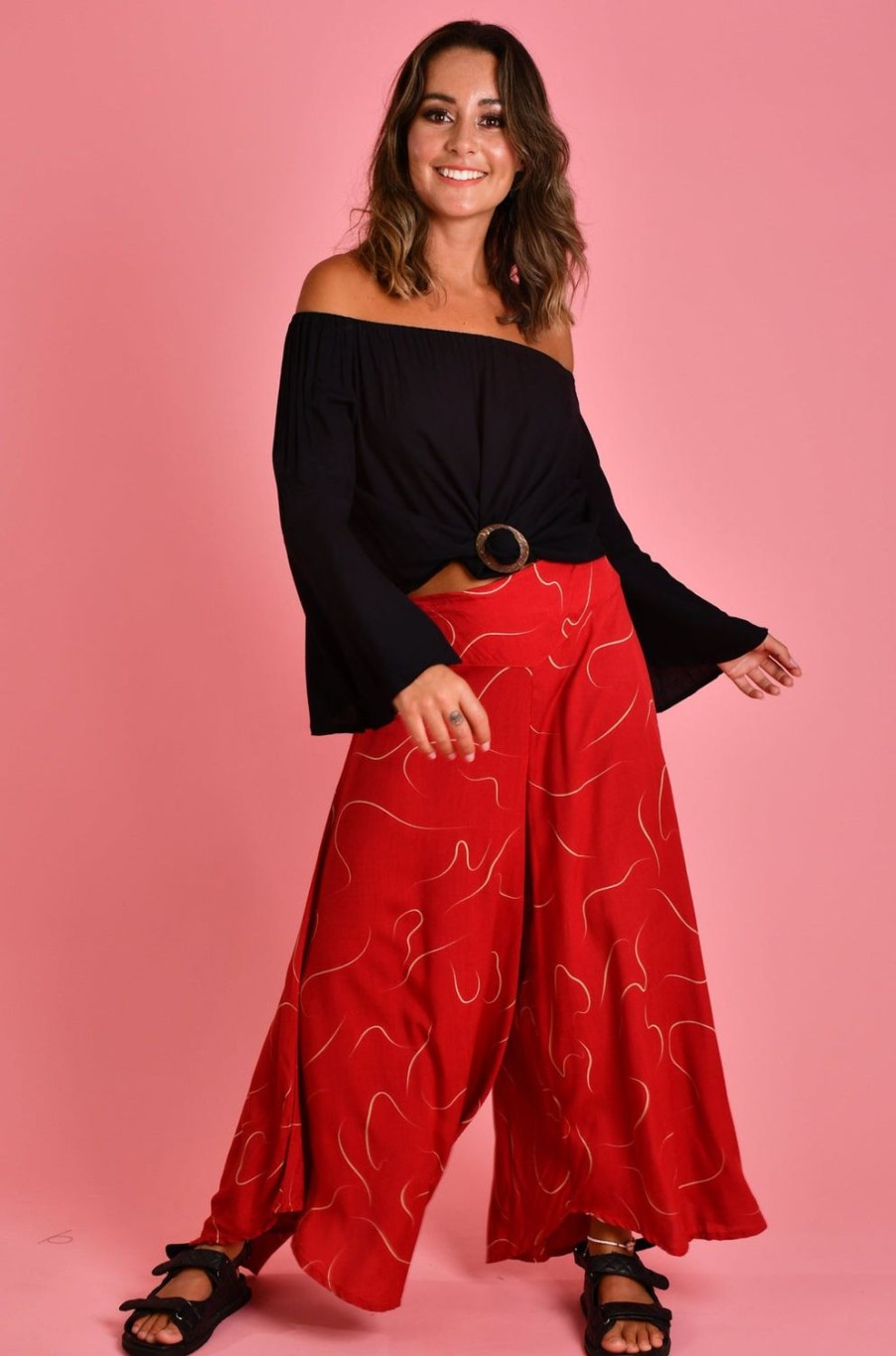 BODACIOUS Pants | Vblp106 - Sydney Wide Leg Pant Swirl Cherry