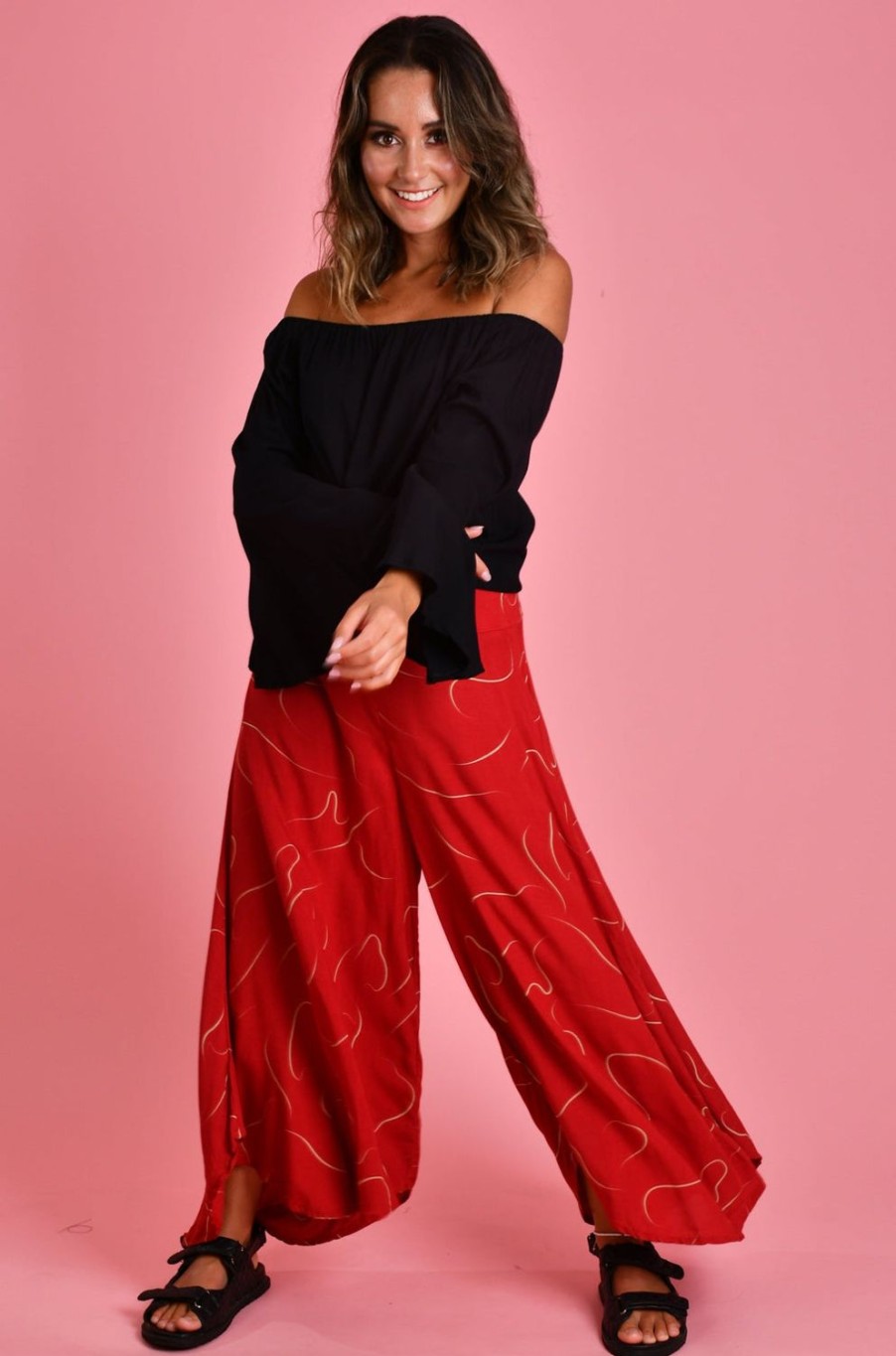 BODACIOUS Pants | Vblp106 - Sydney Wide Leg Pant Swirl Cherry