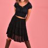 GO GIRL Skirts | Vglk052 - Tiered Knee Length Skirt Black