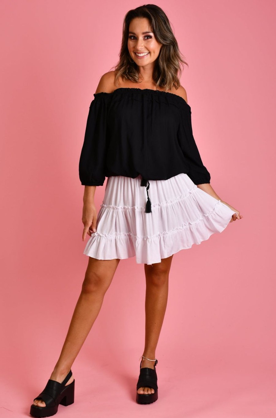 GO GIRL Skirts | Vglk051 - Tiered Skirt White