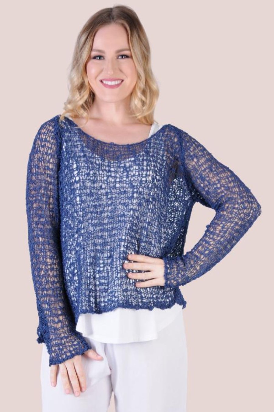 BODACIOUS Tops | Vblj060 - Chanell Knitted Top Navy