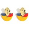 GO GIRL ACCESSORIES Earrings | Gj0160 - Yellow/Red/Blue/Gold Metal Semi Circle Earrings