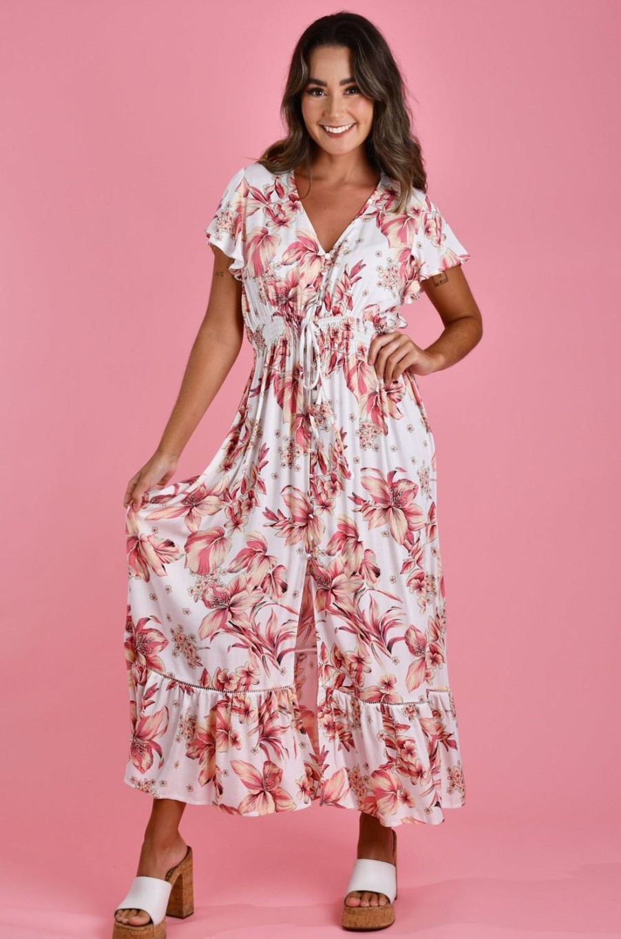 JAR OF HEARTS Dresses | Vjhd239 - Gigi Maxi Dress Hawaiian Breeze White