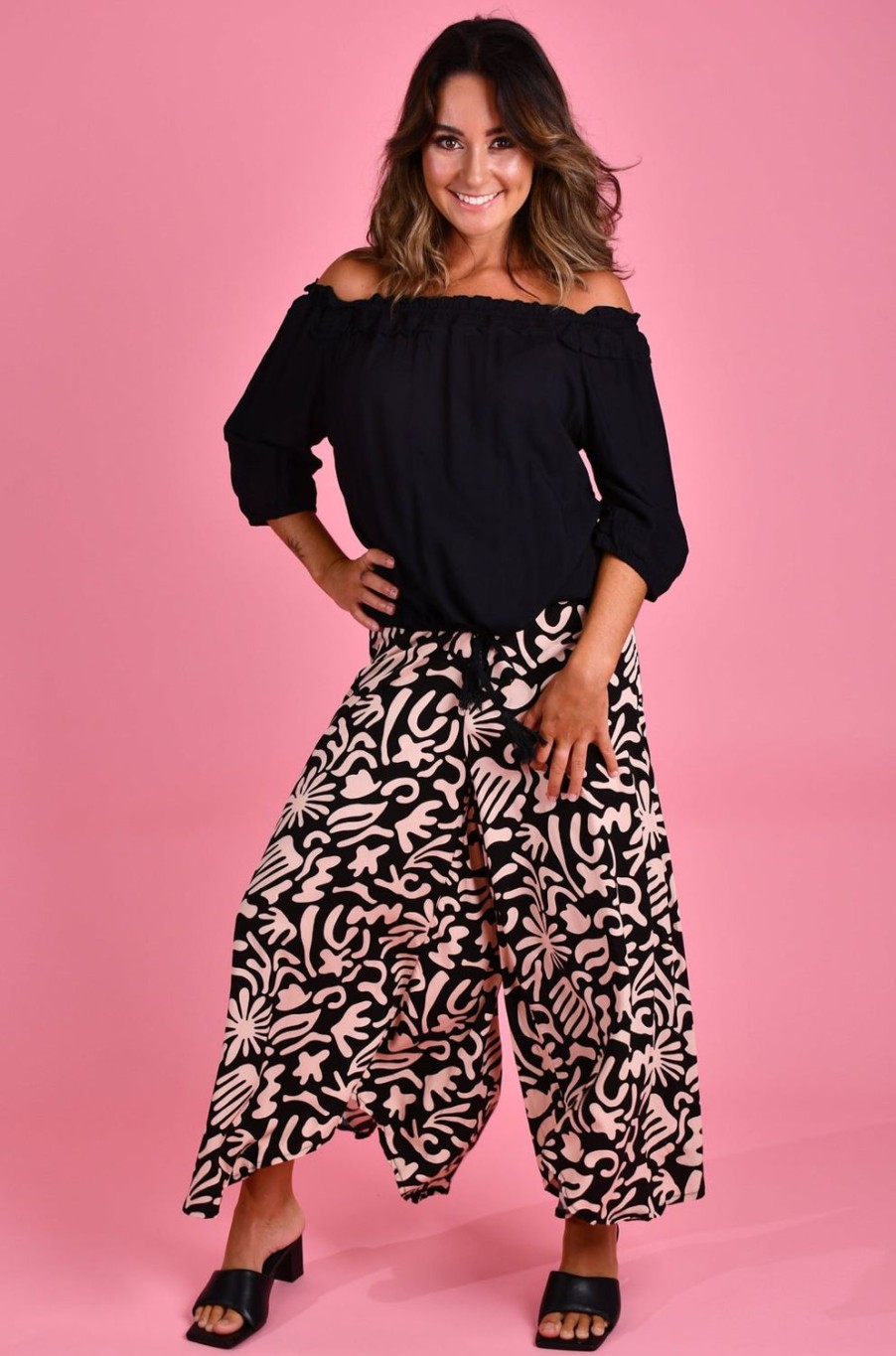 BODACIOUS Pants | Vblp106 - Sydney Wide Leg Pant Aztec Black