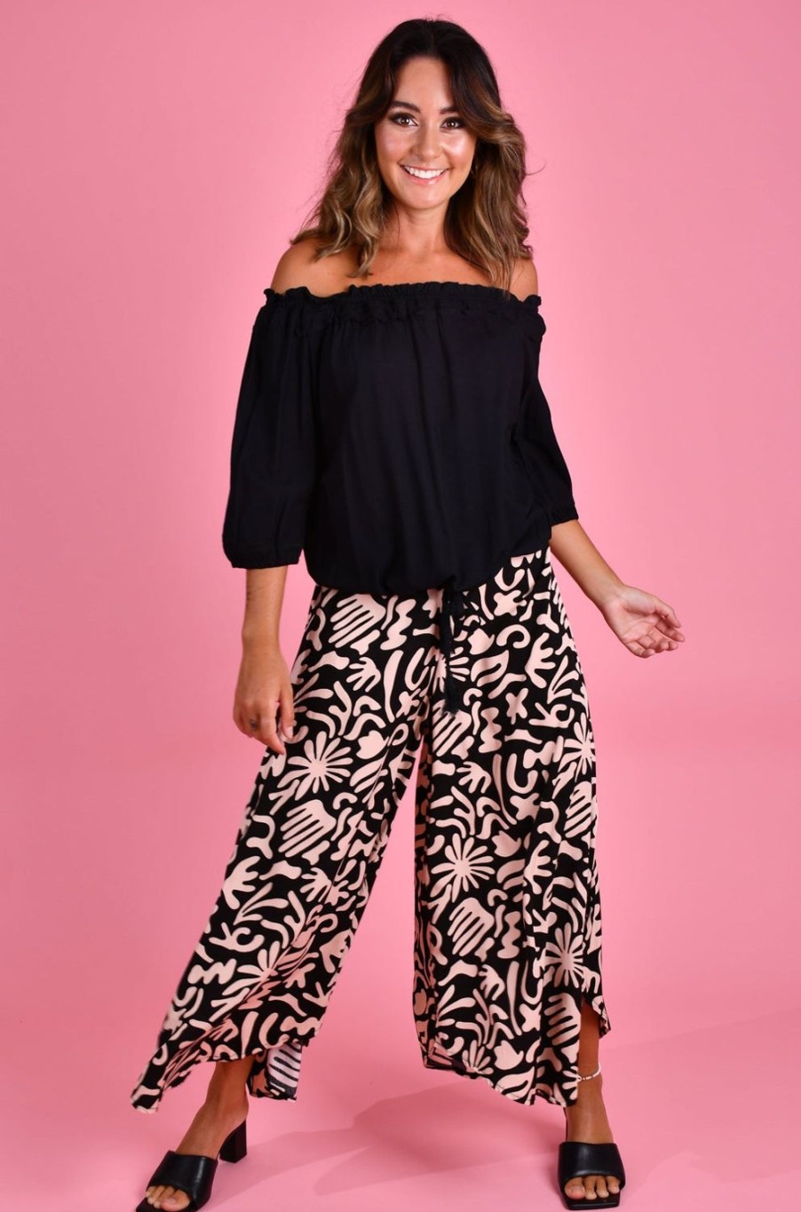 BODACIOUS Pants | Vblp106 - Sydney Wide Leg Pant Aztec Black