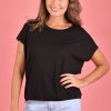 GO GIRL Tops | Vglt117 - Bamboo Round Neck Tee Shirt Black