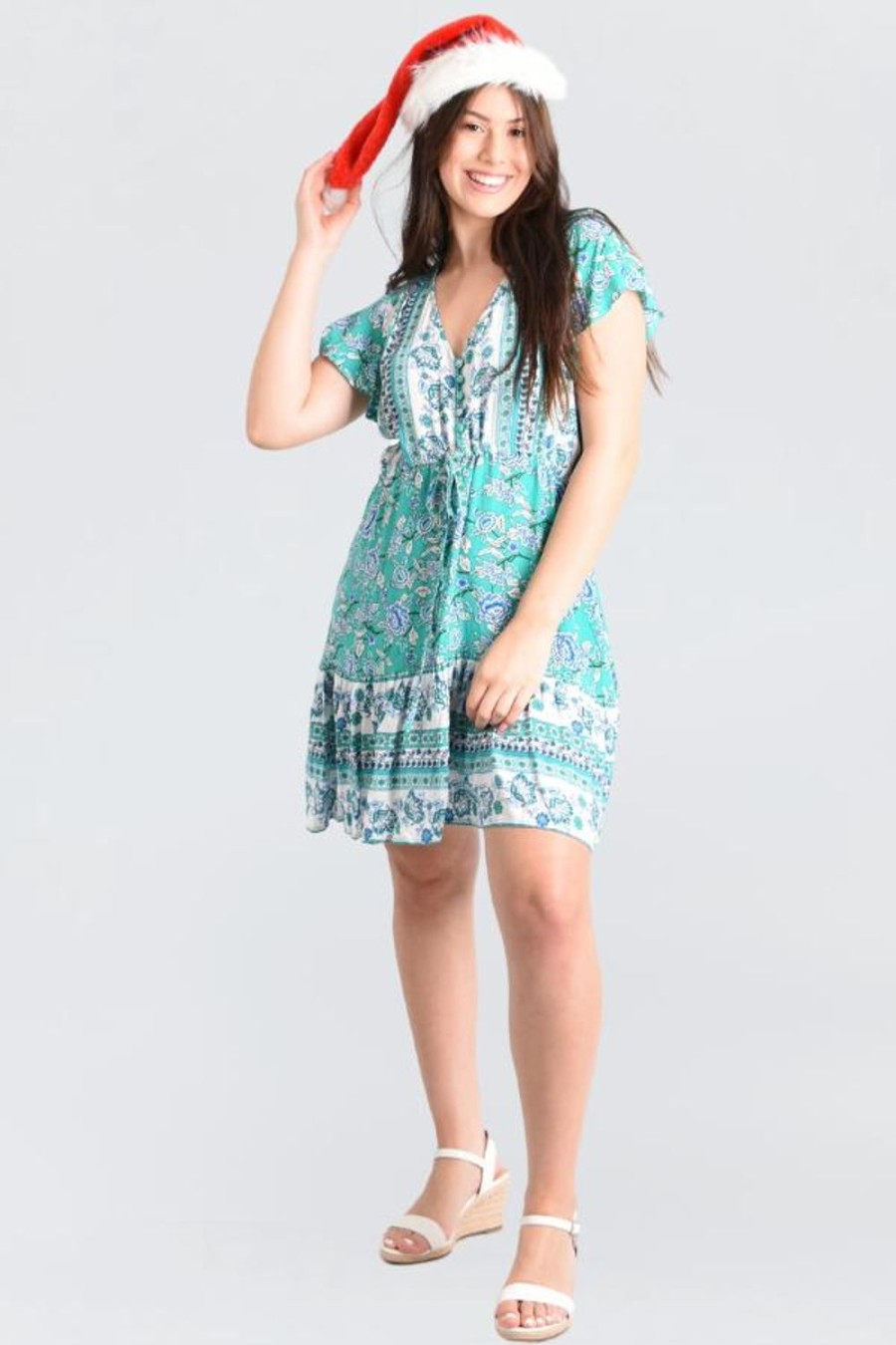 JAR OF HEARTS Dresses | Vjhd232 - Twiggy Dress Jingle Bell Bloom Green