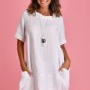 LA SOFIA Dresses | Vlsd030 (23A320) - Sorrento Dress White