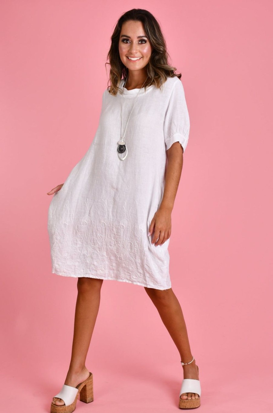 LA SOFIA Dresses | Vlsd030 (23A320) - Sorrento Dress White