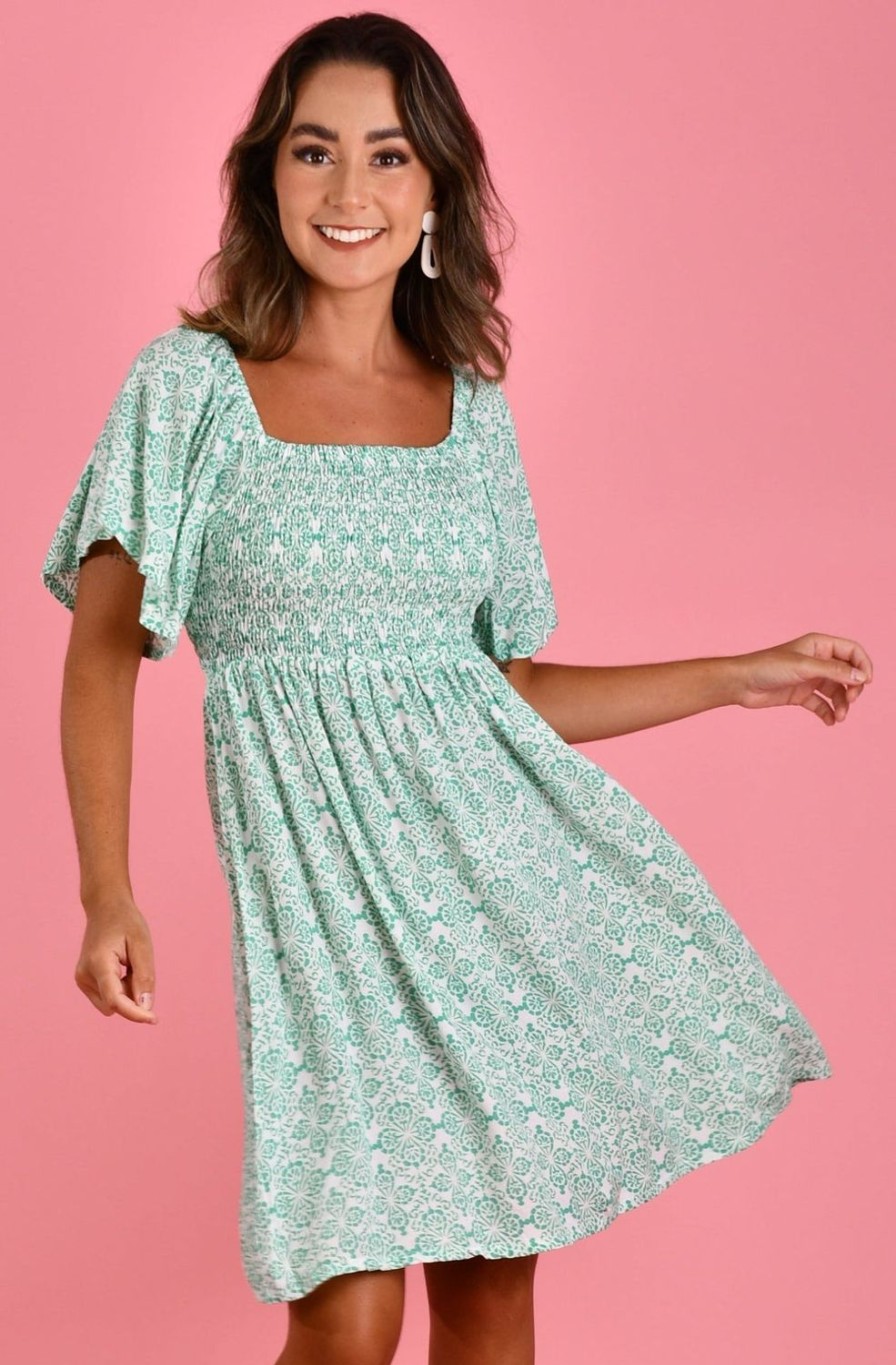 GO GIRL Dresses | Vgld140 - Manhattan Short Dress - Mediterranean Sea Green