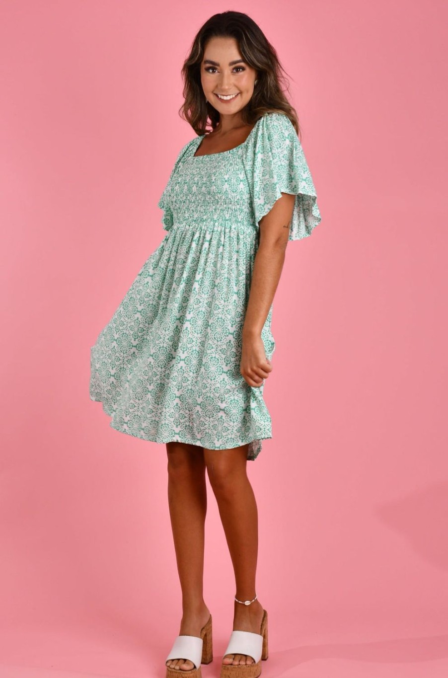 GO GIRL Dresses | Vgld140 - Manhattan Short Dress - Mediterranean Sea Green