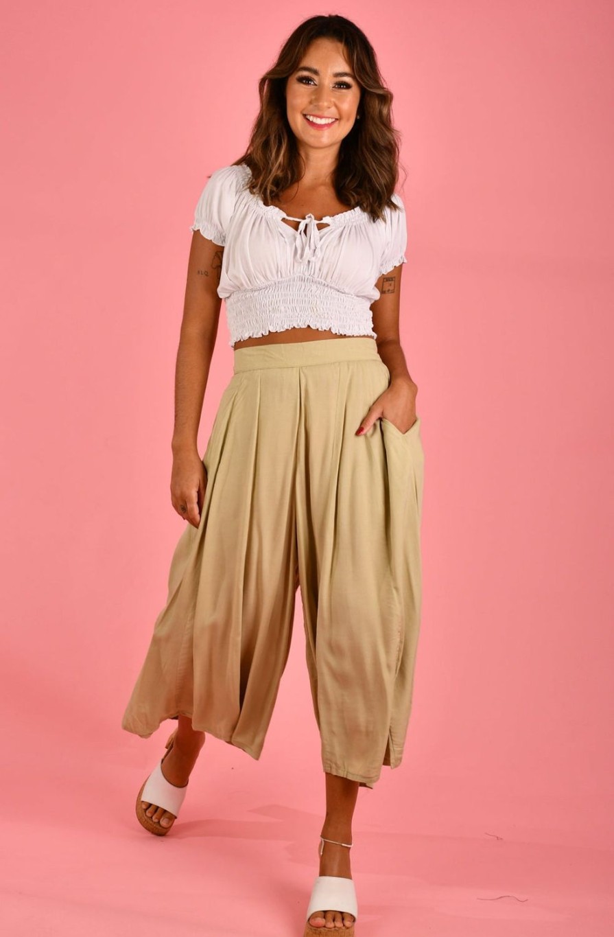 GO GIRL Pants | Vglp280 - Carmella Pant With Pockets - Natural