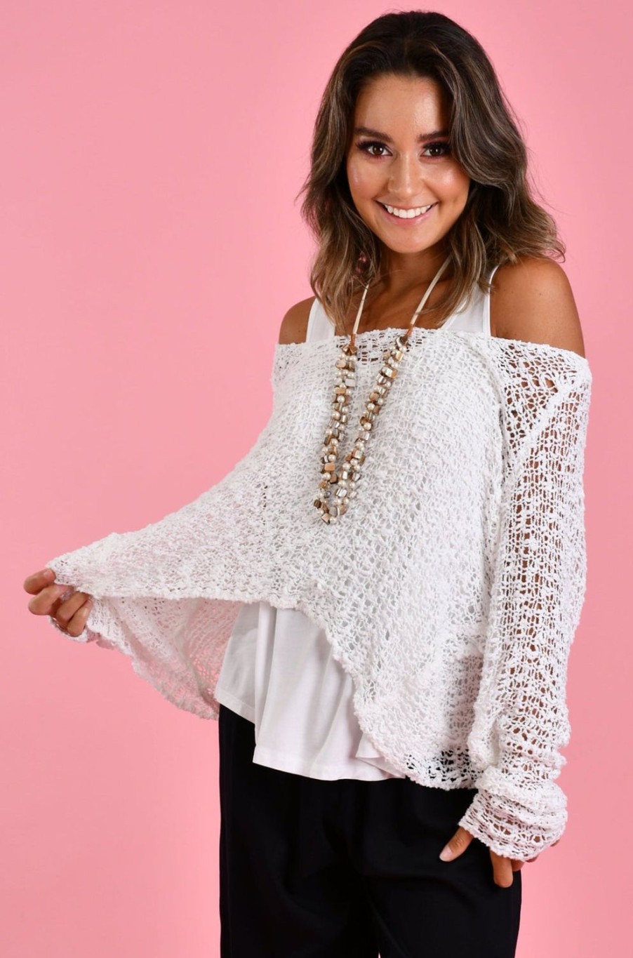 BODACIOUS Tops | Vblj060 - Chanell Knitted Top White