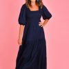 GO GIRL Dresses | Vgld145 - Montauk 3/4 Sleeve Maxi Dress Navy