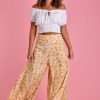 BODACIOUS Pants | Vblp106 - Sydney Wide Leg Pant Spotted Leaf Mustard