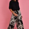 BODACIOUS Pants | Vblp106 - Sydney Wide Leg Pant Palm Tree Black