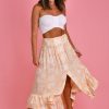 GO GIRL Skirts | Vglk050 - Rouched Skirt With Button Detail Vintage Rose Peach