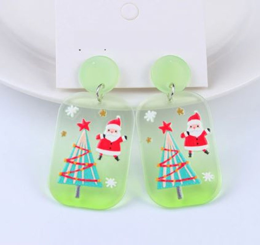 GO GIRL ACCESSORIES Earrings | Gj0403 - Green Santa/Xmas Tree Earrings