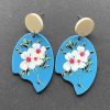 GO GIRL ACCESSORIES Earrings | Gj0206 - Blue/Chinese Flower Irregular Shape Earrings