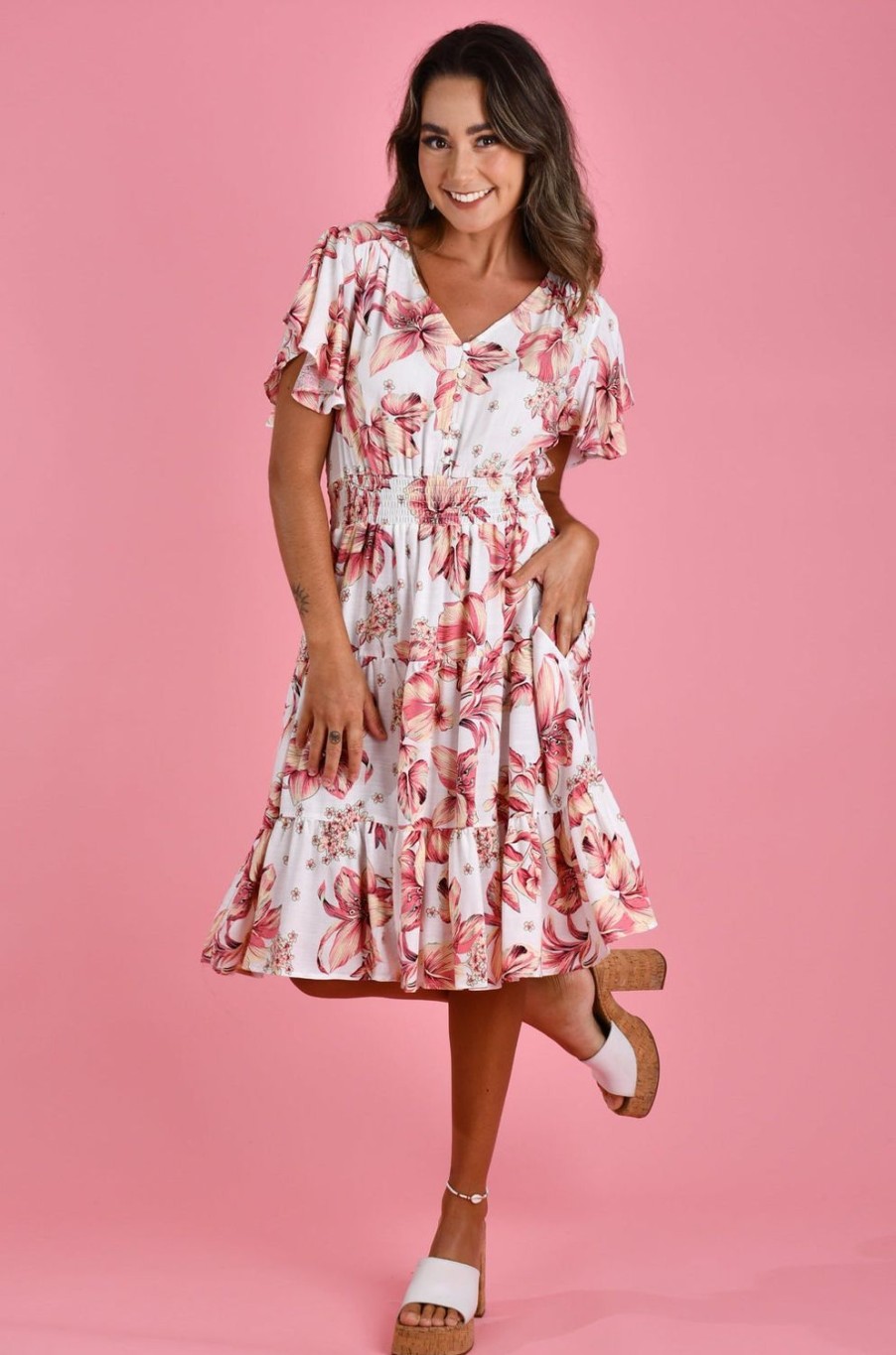 JAR OF HEARTS Dresses | Vjhd238 - Pixie Dress Hawaiian Breeze White