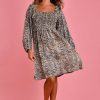 GO GIRL Dresses | Vgld142 - Montclair Long Sleeve Short Dress Cheetah Tan