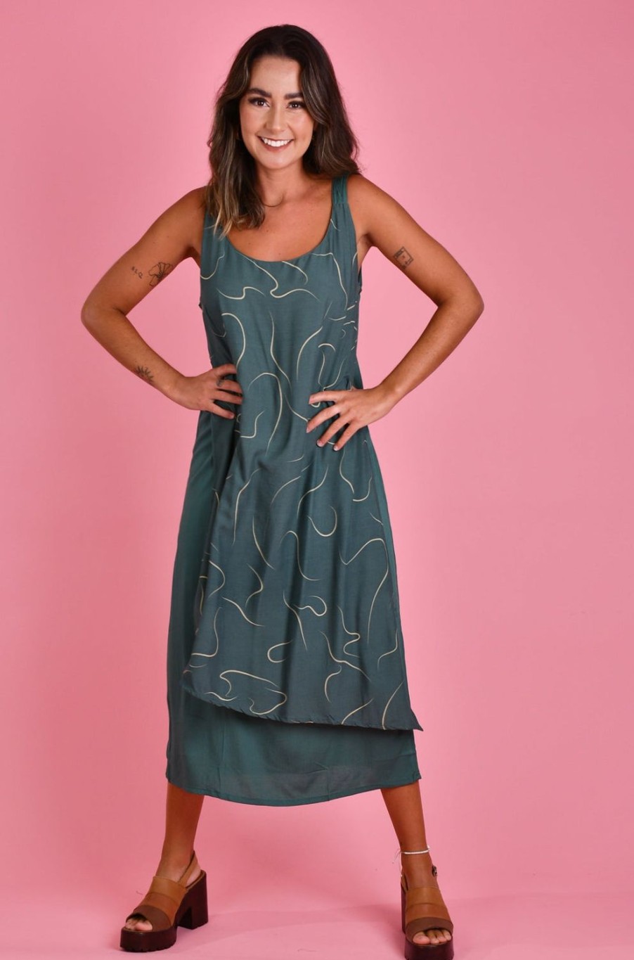 BODACIOUS Dresses | Vbld095 - Overlap Dress Swirl Sage