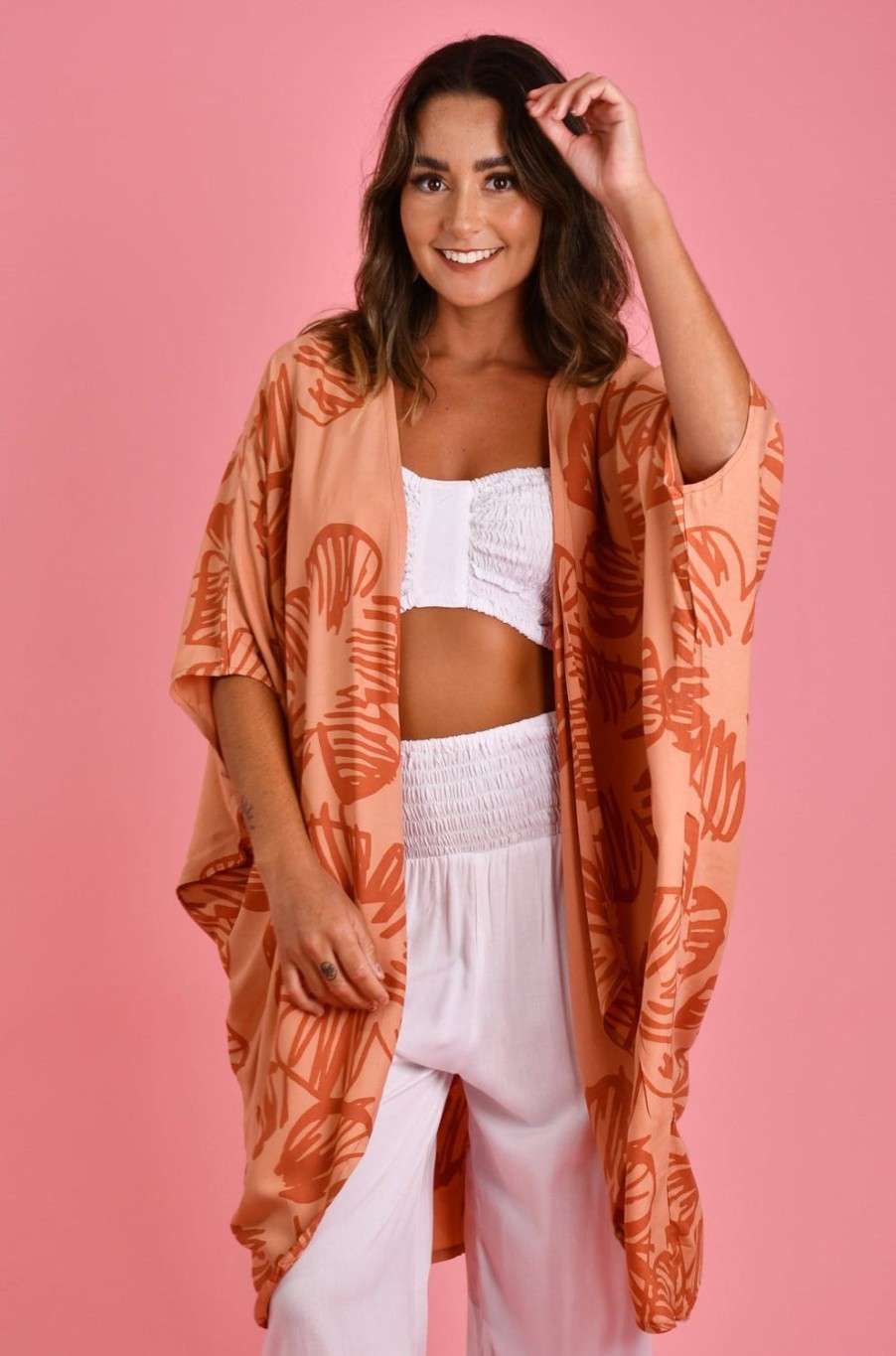 BODACIOUS Tops | Vblt101 - Arkarra Cape Autumn Vibes Salmon