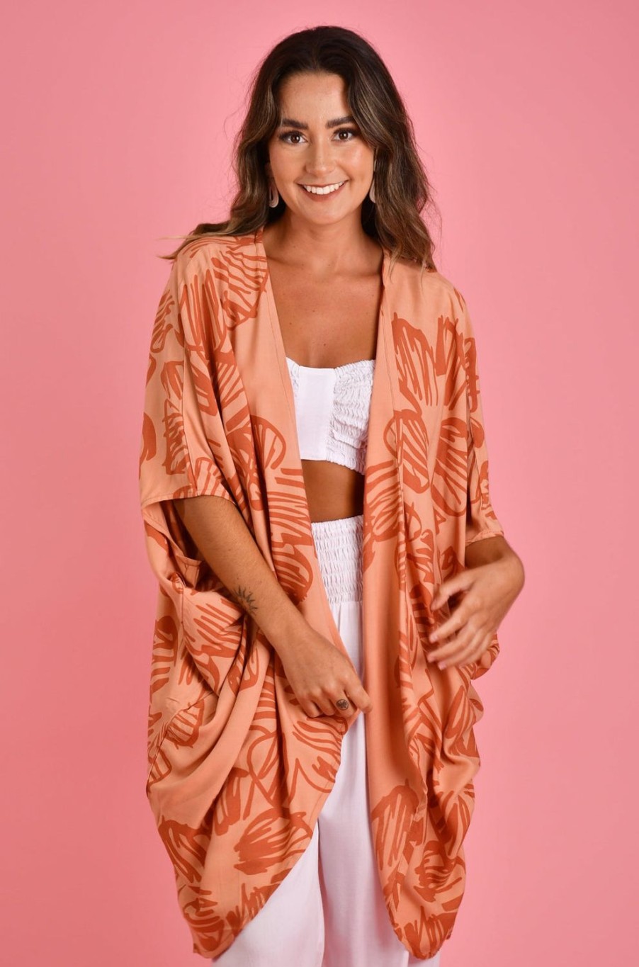 BODACIOUS Tops | Vblt101 - Arkarra Cape Autumn Vibes Salmon