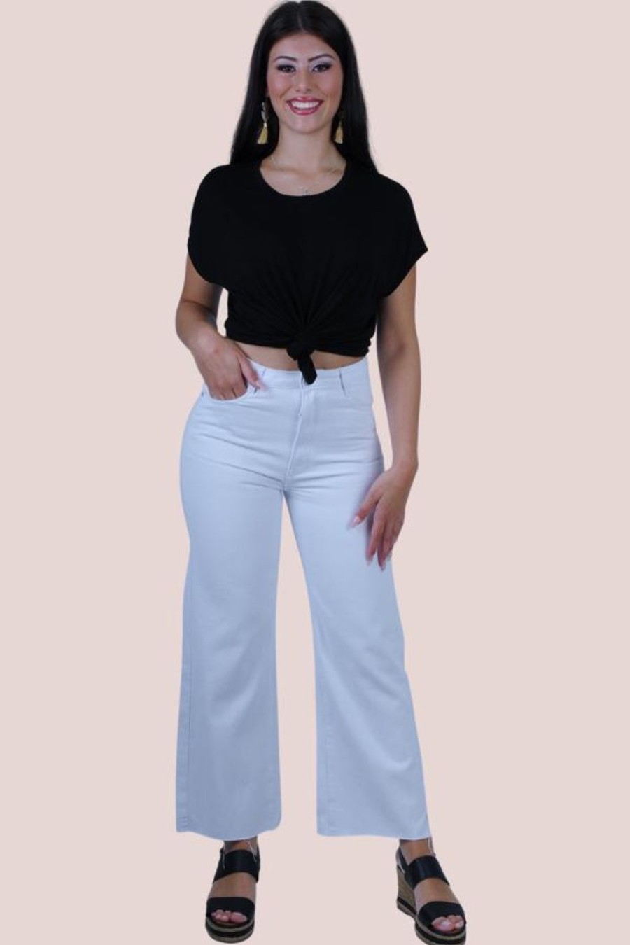 COUNTRY DENIM Pants | Cgj1135 - Raw Hem Straight Leg Jeans White